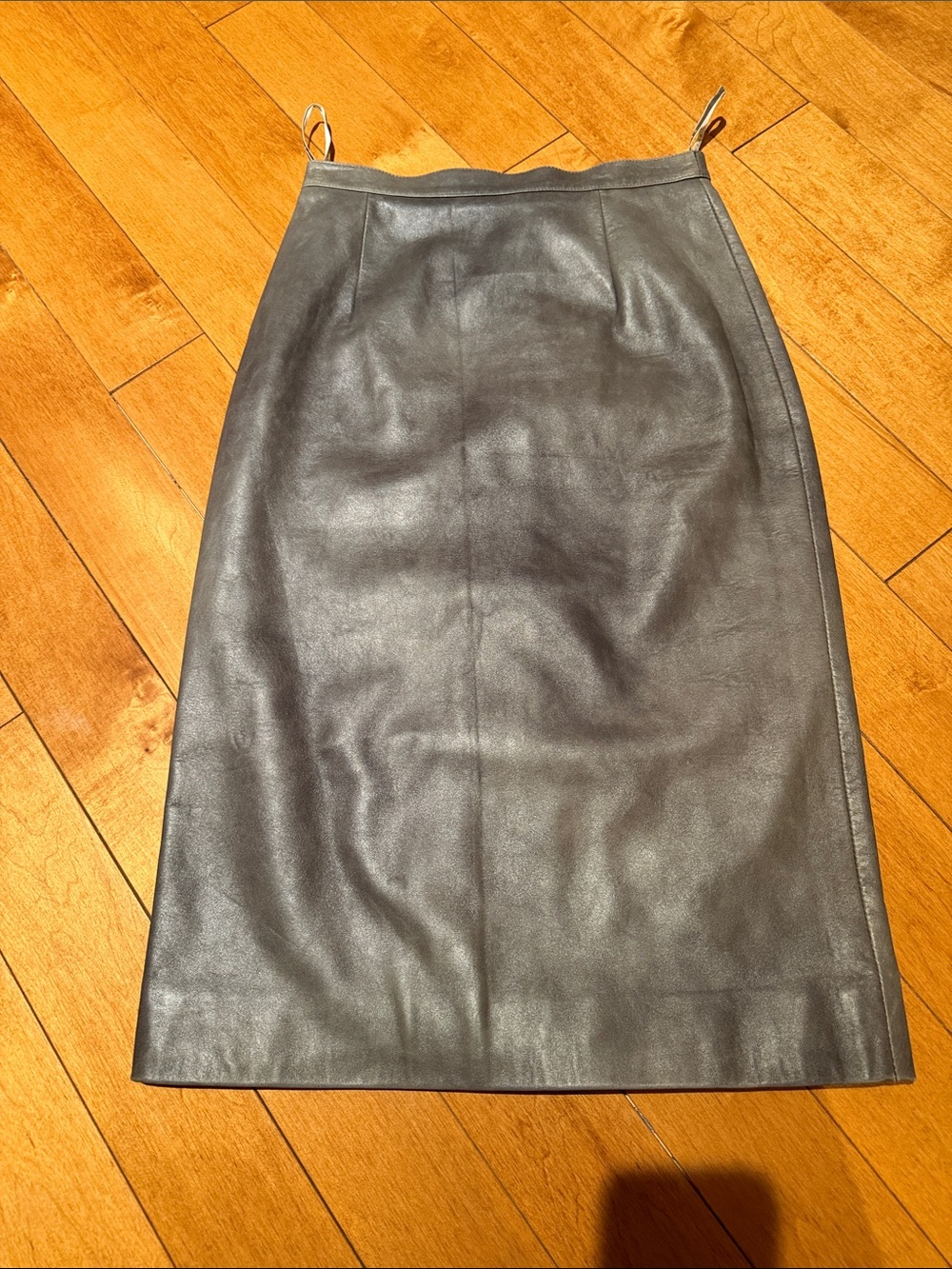 Celine Gray Leather Pencil Skirt